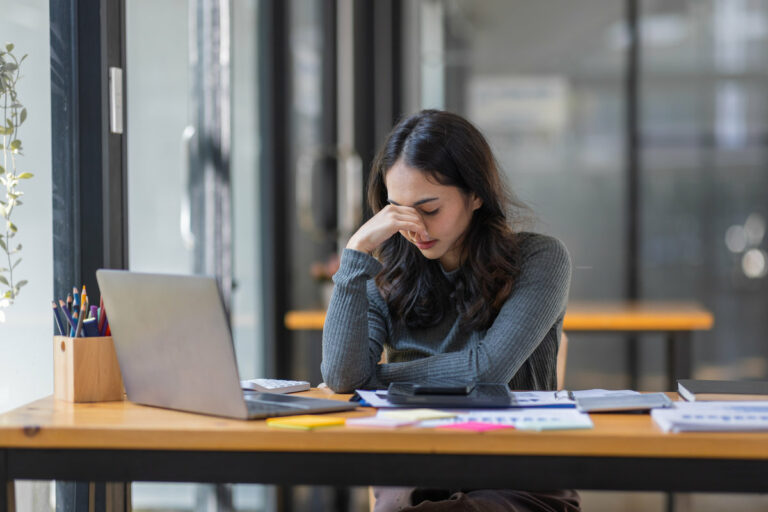 Woman so stressed at work